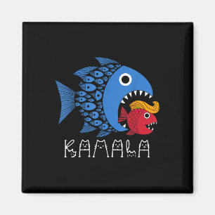 Imán Kamala por Trump Ola Azul Gran Pescado Coma Pequeñ