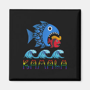 Imán Kamala por Trump Ola Azul Gran Pescado Coma Pequeñ