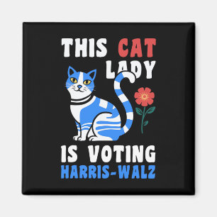 Imán Kamala pura y pura, esta dama del gato votó Harris