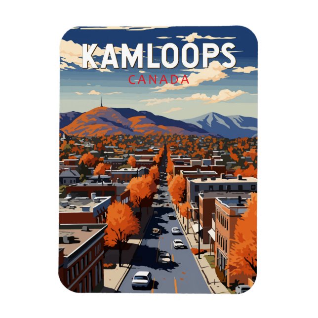 Imán Kamloops Canada Travel Art Vintage (Vertical)