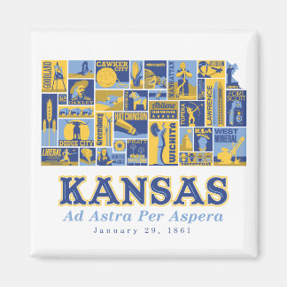 Imán Kansas - Ad Astra Per Aspera - Square Magnet