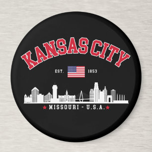 Imán Kansas City Flag & Skyline Design Cool Midwest