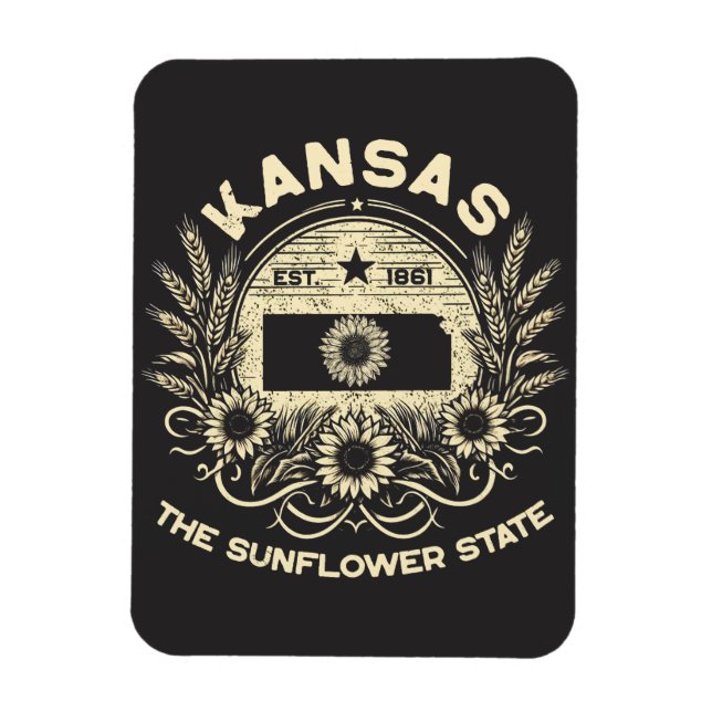 Imán Kansas, el estado del girasol (Vertical)