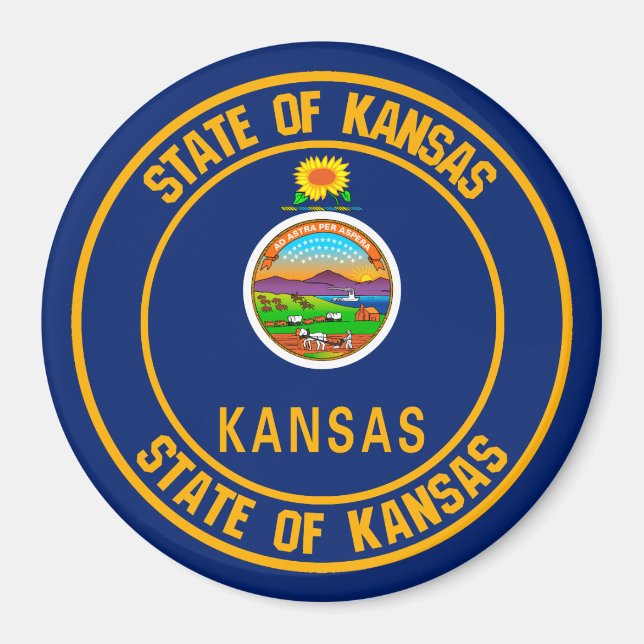 Imán Kansas Round Emblem (Frente)