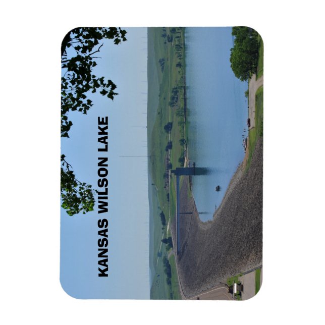 Imán Kansas Wilson Lake Dam Square Magnet (Vertical)