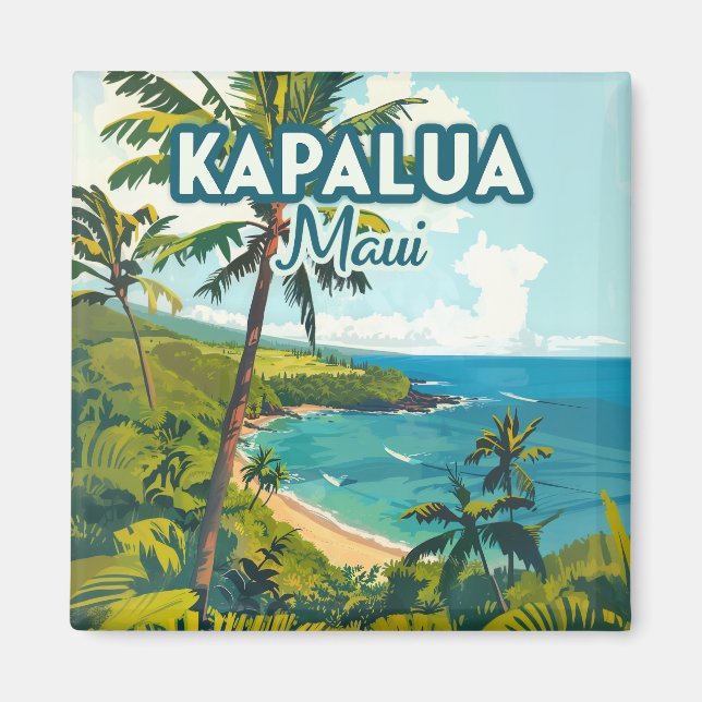 Imán Kapalua Maui Hawaii Bay Beach Retro (Frente)