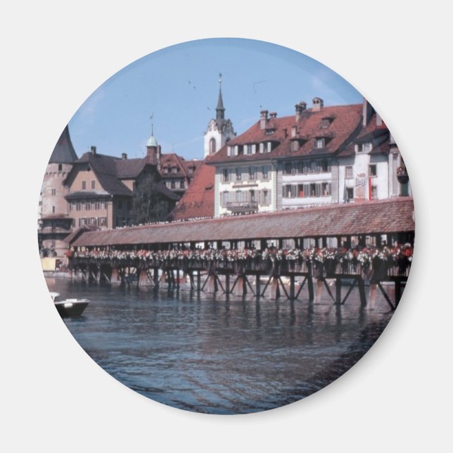 Imán Kapellbrücke (Puente de Capilla), Lucerne Swtizerl (Frente)
