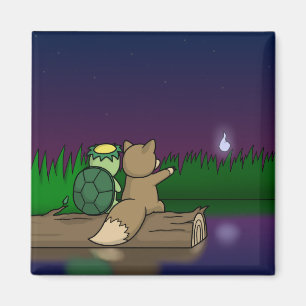 Imán Kappa y Kitsune en la charca de Youkai