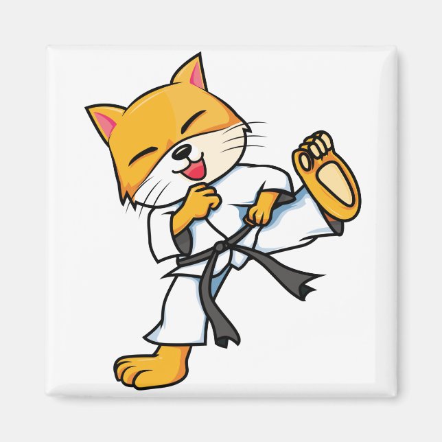 Imán Karate Cat Personalizado Funny (Frente)