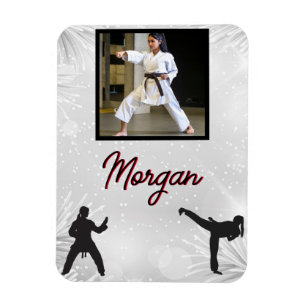 Imán Karate Winter Wonder Foto y nombre personalizados