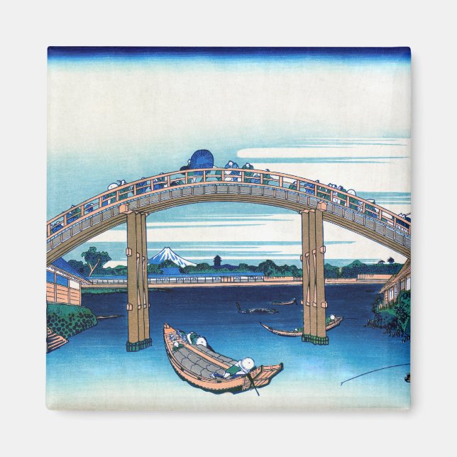Imán Katsushika Hokusai - Bajo el puente Mannen, Fukaga (Frente)