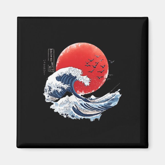 Imán Katsushika Hokusai Japanese Great Wave Men Women K (Frente)