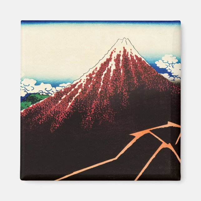 Imán Katsushika Hokusai - Rayos debajo de la cumbre (Frente)