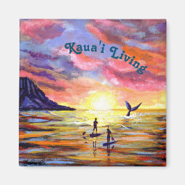 Imán Kauai Living Ocean Paddle Boarding Magnet