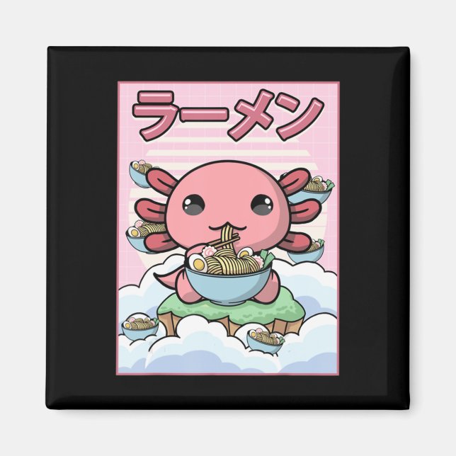Imán Kawaii Anime Axolotl Noodle Mujeres Hombres Niños  (Frente)