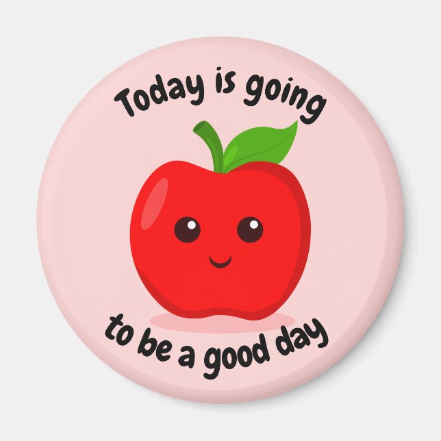 Imán Kawaii Apple con motivación positiva (Frente)