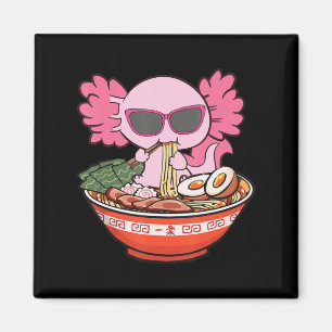 Imán Kawaii Axolotl comiendo fideos de Ramen Chicas de 