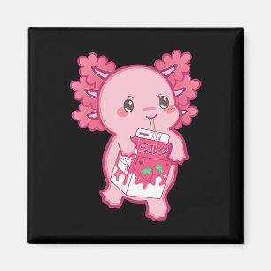 Imán Kawaii Axolotl Fresa Leche Chicas Niños Japa