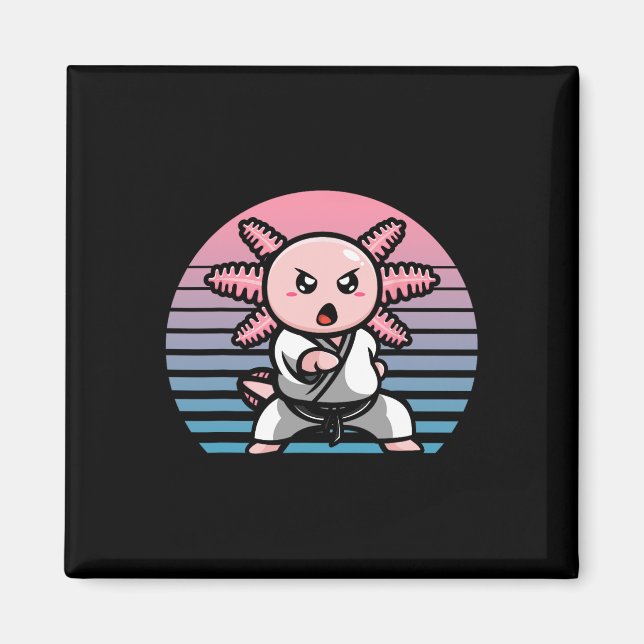 Imán Kawaii Axolotl Karate Funny Artes Marciales (Frente)