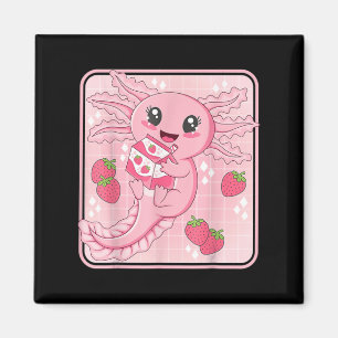 Imán Kawaii Axolotl rosa anime de fresa japonesa