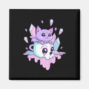 Imán Kawaii Brujería gato dulce Gótico pastel sartén de