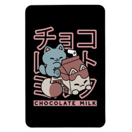 Imán Kawaii Cat with Chocolate Milk – Japanese Pop Art