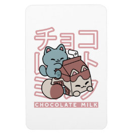 Imán Kawaii Cat with Chocolate Milk – Japanese Pop Art
