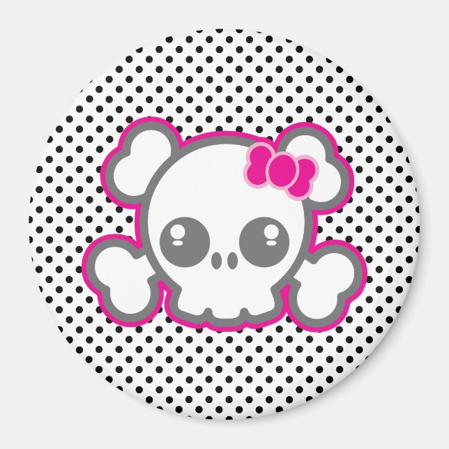 Imán Kawaii Cinta Rosa Skull Magnet (Frente)