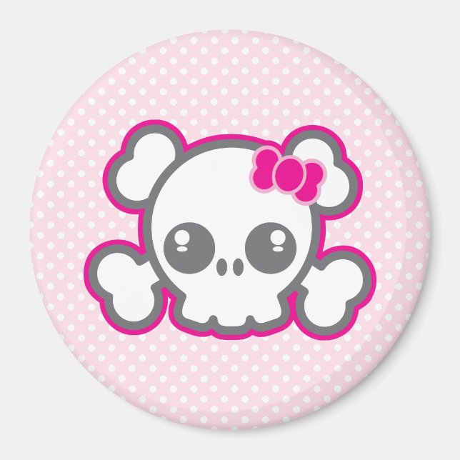 Imán Kawaii Cinta Rosa Skull Magnet (Frente)