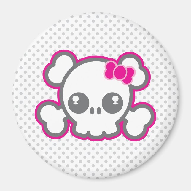 Imán Kawaii Cinta Rosa Skull Magnet (Frente)