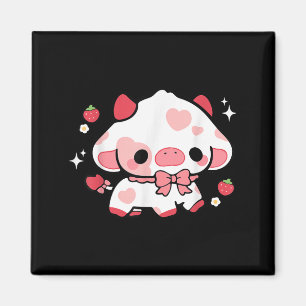 Imán Kawaii Cow Strawberry Cute Chicas De Anime Estétic