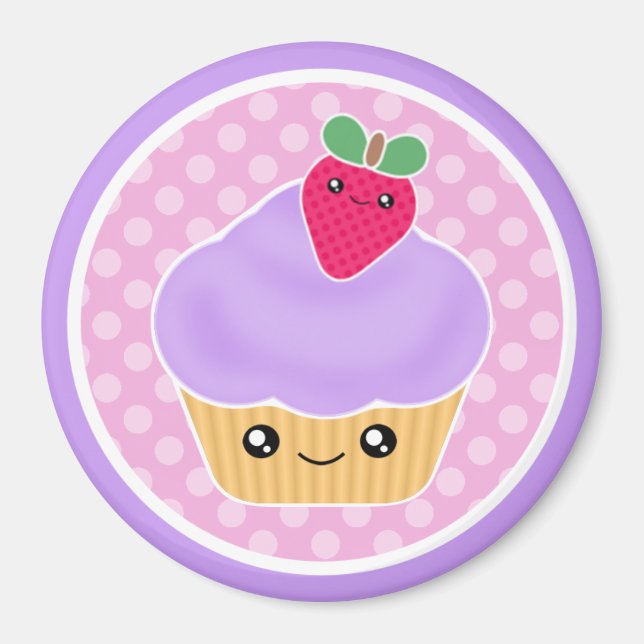 Imán Kawaii Cupcake Strawberry Magnet (Frente)