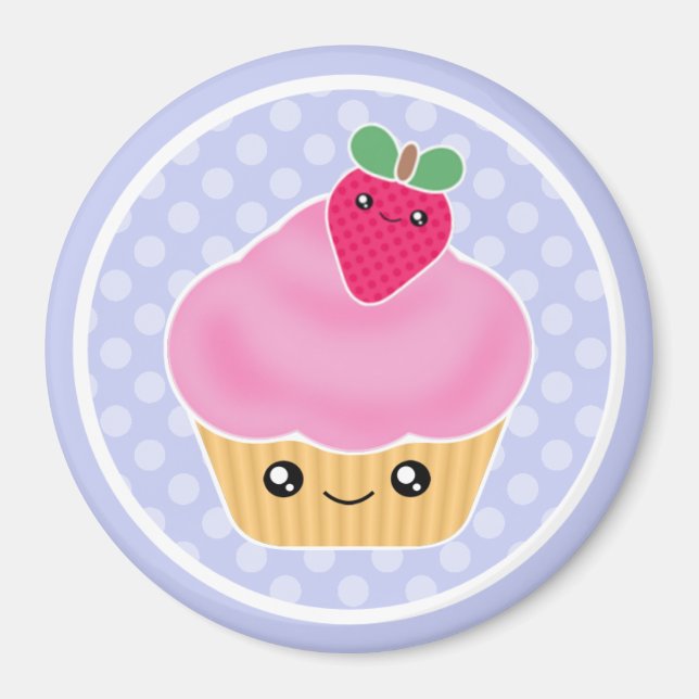 Imán Kawaii Cupcake Strawberry Magnet (Frente)