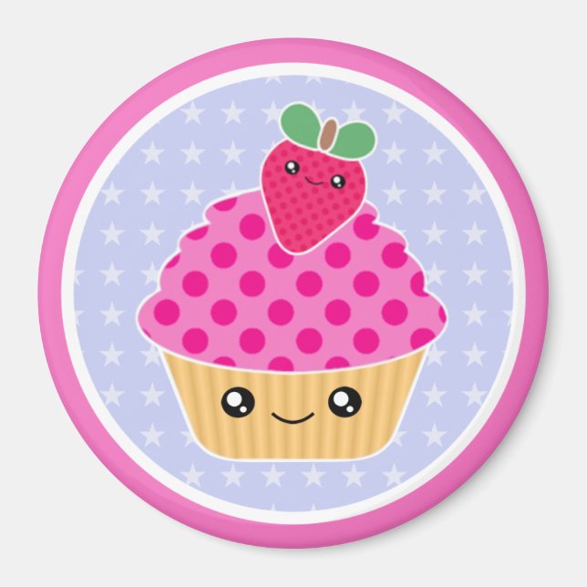 Imán Kawaii Cupcake Strawberry Magnet (Frente)