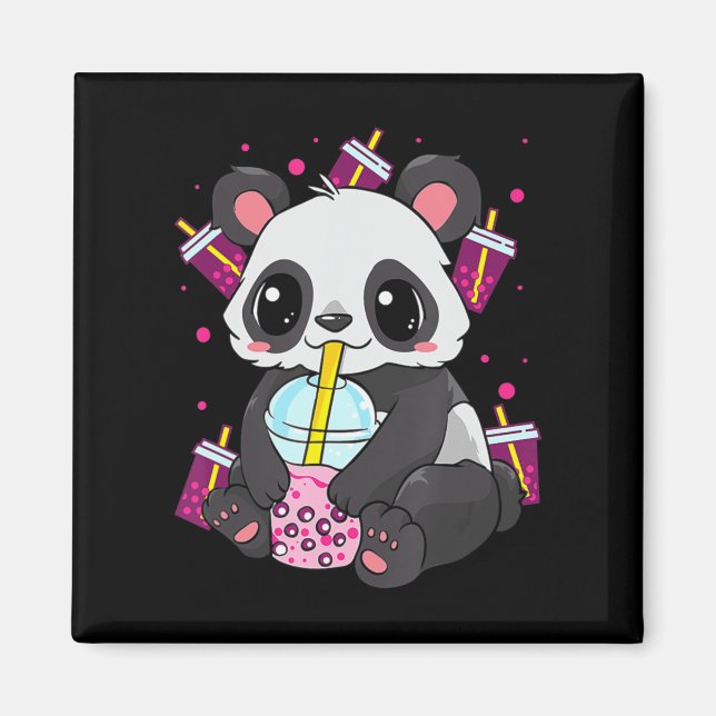 Imán Kawaii Cute Anime Panda Boba Bubble Tea Otaku Homb (Frente)