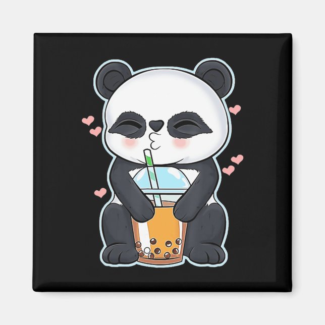Imán Kawaii Cute Anime Panda Boba Bubble Tea Otaku Homb (Frente)