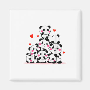 Imán Kawaii Cute Baby Panda Pile Con Valente De Corazón