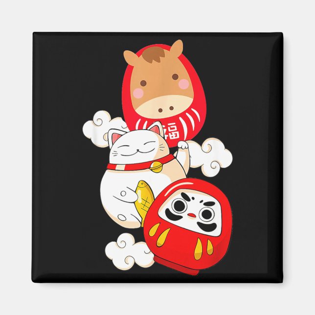 Imán Kawaii Daruma Japanese New Year 2026 Year Of The H (Frente)