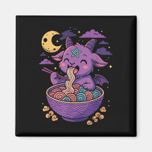 Imán Kawaii Demon Ramen Noodles Goat Pentagram Pastel B