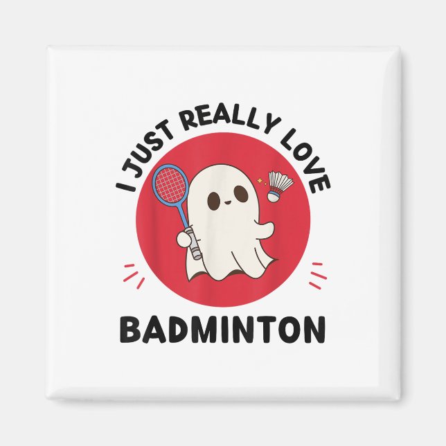 Imán Kawaii Ghost Badminton Lover Me Encanta Ba (Frente)