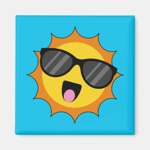 Imán Kawaii Happy Sun con gafas de sol