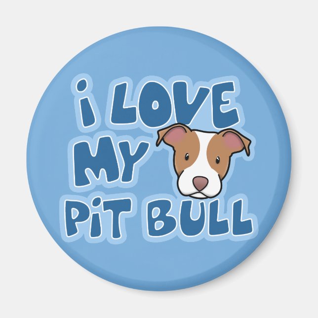 Imán Kawaii I Love My Pit Bull (Frente)
