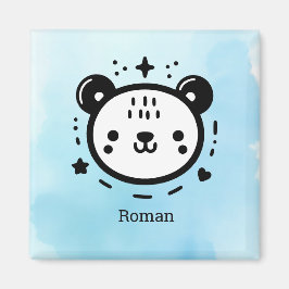 Imán Kawaii lindo rostro de oso - Línea de arte Minimal