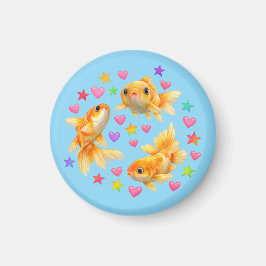 Imán kawaii lindo y2k goldfish arcoíris