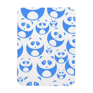 Imán Kawaii Panda Baby Blue and White Pattern