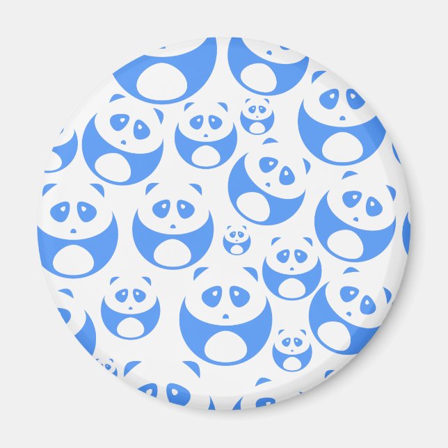 Imán Kawaii Panda Baby Blue and White Pattern (Frente)