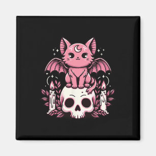 Imán Kawaii Pastel Gótico Cute Creepe Gato Bat Skeleton