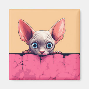Imán Kawaii Peeking Cute Sphynx Cat