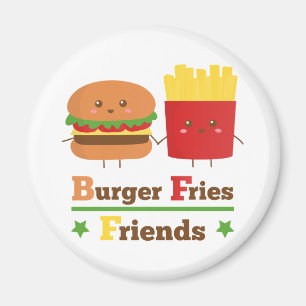Imán Kawaii Personalizado Burger Fries Amigos BFF