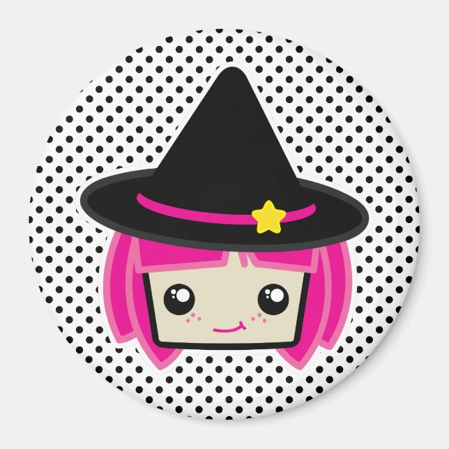 Imán Kawaii Pink Haired Witch Magnet